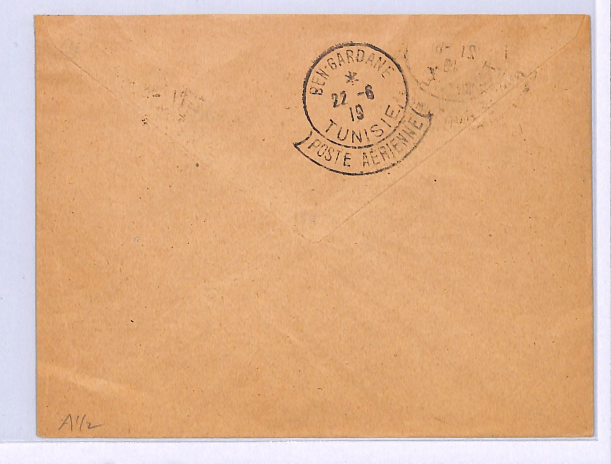 TUNISIA Air Mail 1919 PIONEER AVIATION (France) Cover ZARZIS Ben Gardane WQ376 - Image 4