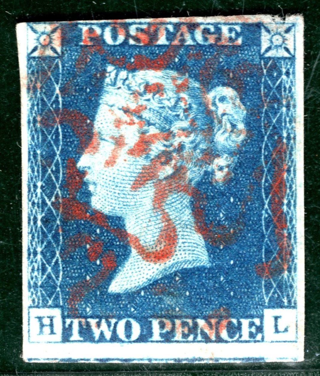 TWO PENCE BLUE GB 1840 QV Stamp SG.5 2d Plate 1 (HL) *RED* MX Cat £975- SBR39