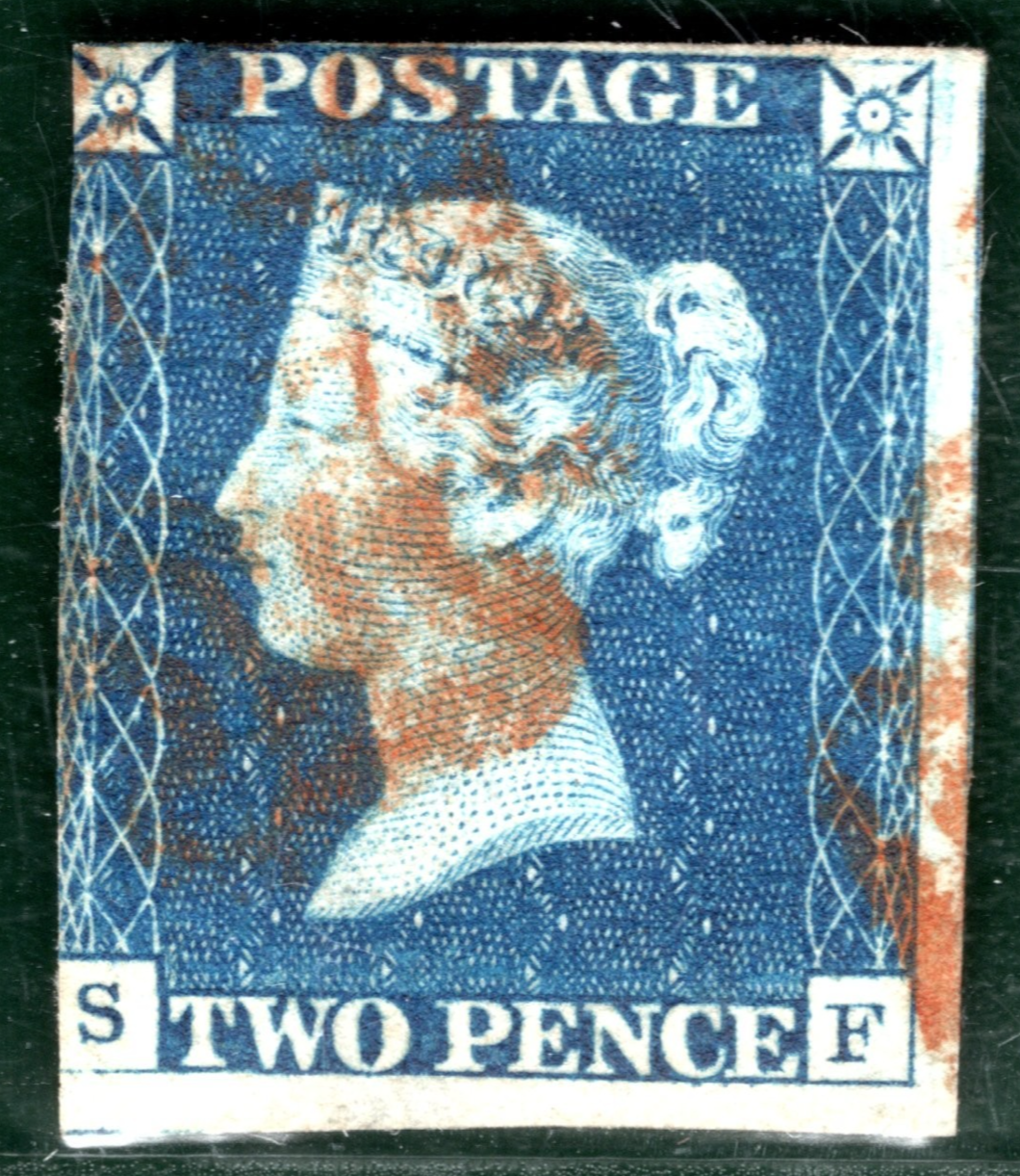 TWO PENCE BLUE GB 1840 QV Stamp SG.5 2d Plate 1 (SF) RED MX Cat £975 YOR152