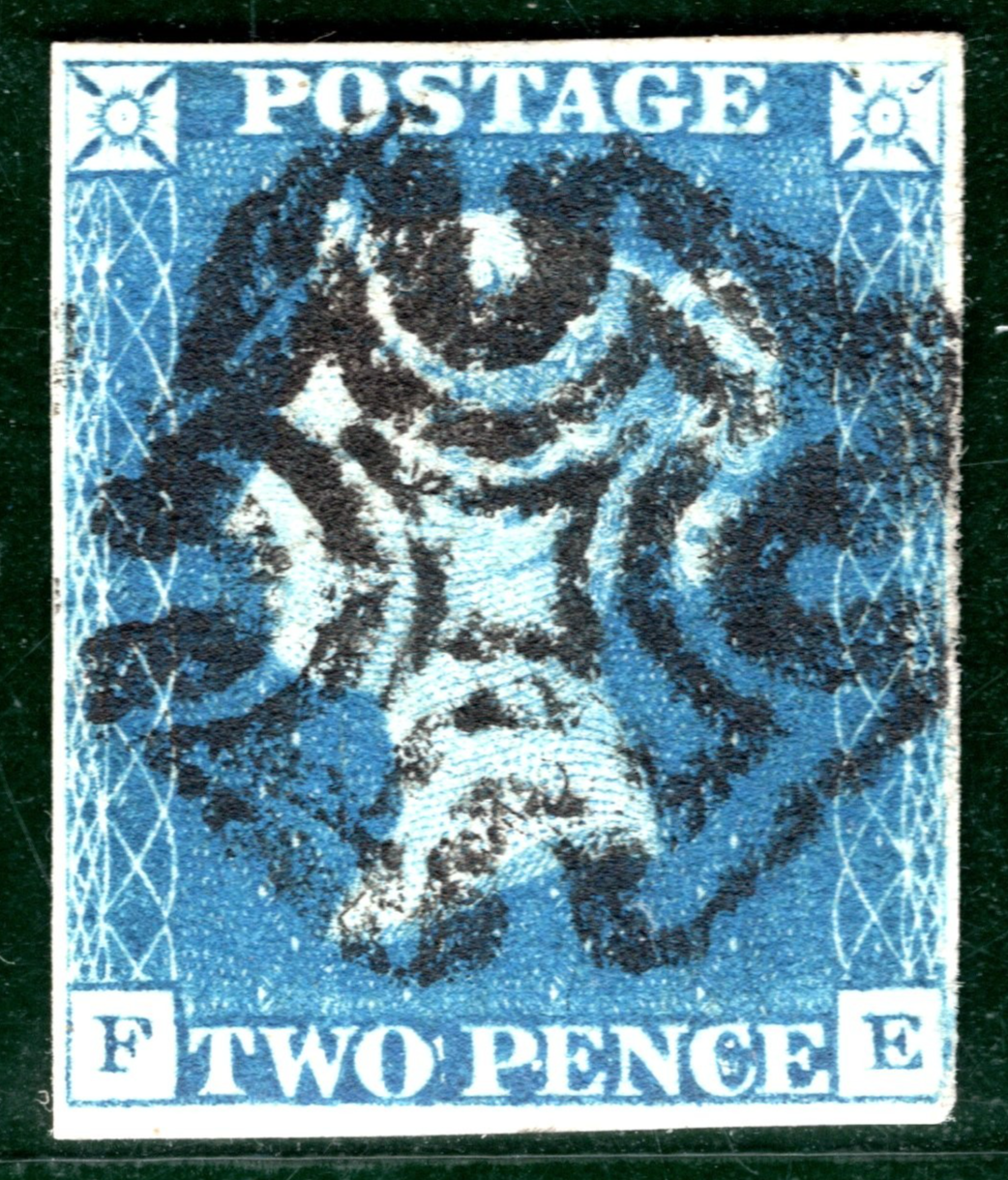 TWO PENCE PALE BLUE GB 1840 QV SG.6 2d Plate 1 (FE) STIRLING MX Cat £5,500 SBR17