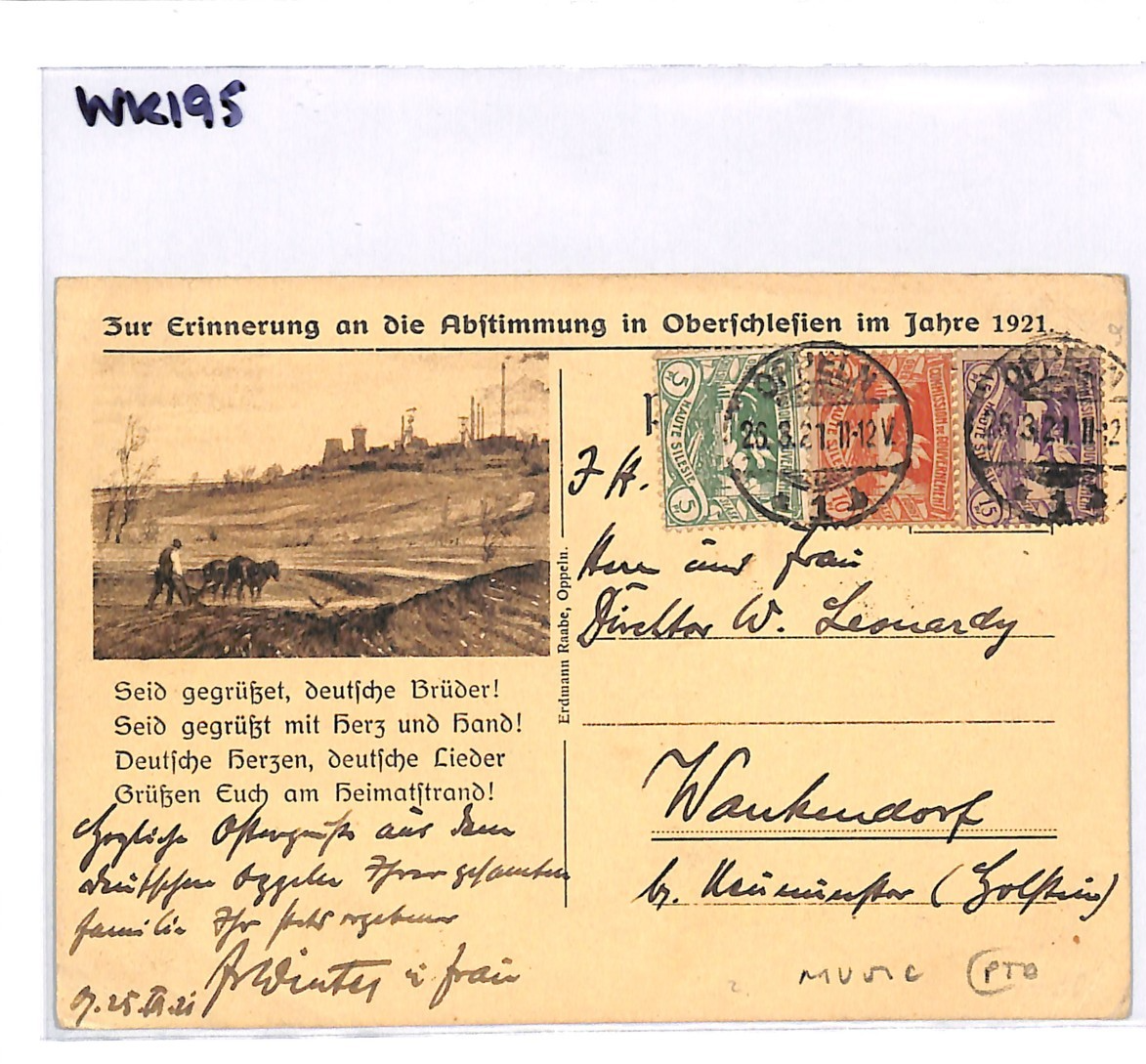 UPPER SILESIA PLEBISCITE 1921 Poland/Germany Card PATRIOTIC *MUSIC* Oppeln WK195 - Image 7