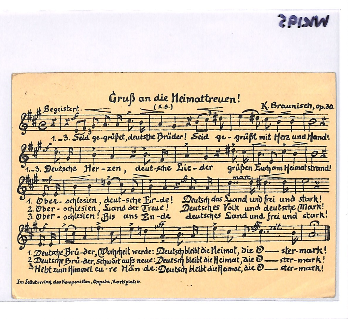 UPPER SILESIA PLEBISCITE 1921 Poland/Germany Card PATRIOTIC *MUSIC* Oppeln WK195 - Image 8