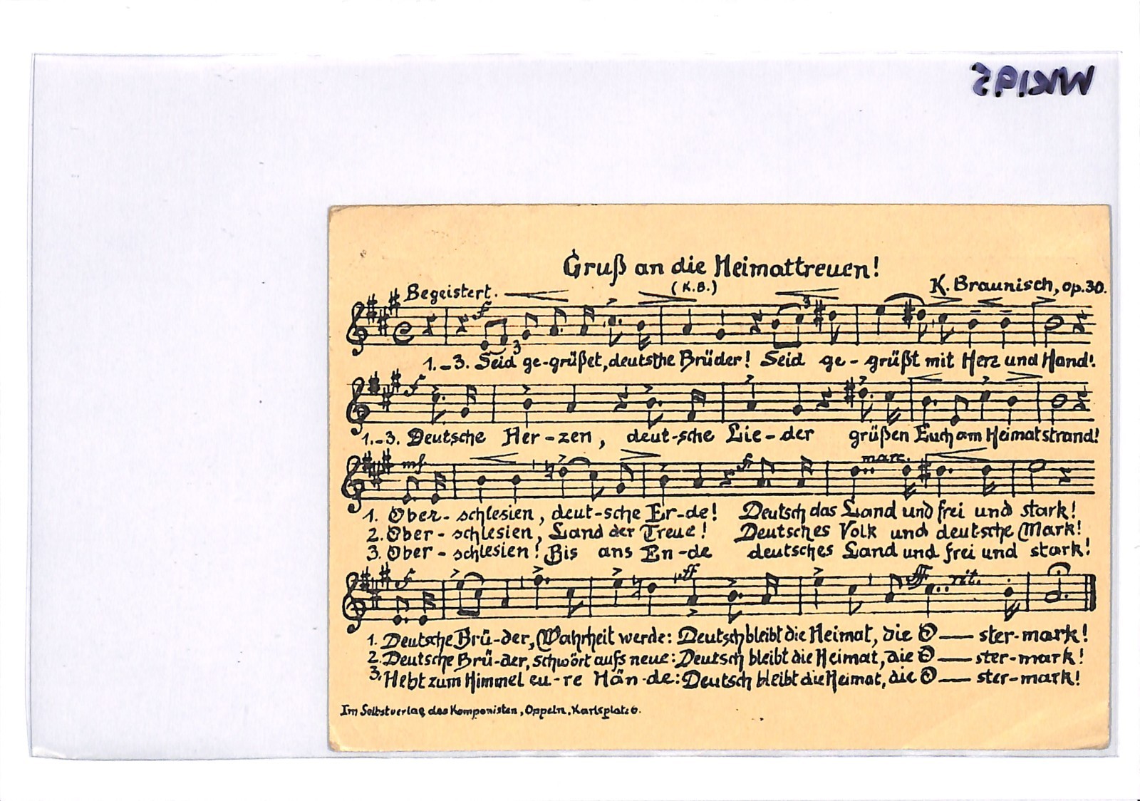 UPPER SILESIA PLEBISCITE 1921 Poland/Germany Card PATRIOTIC *MUSIC* Oppeln WK195 - Image 10