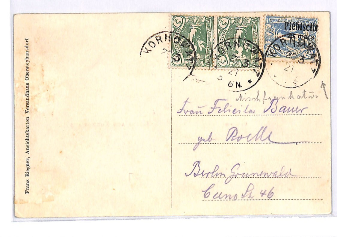 UPPER SILESIA *Plebiscite* O/p VARIETY 1921 Poland/Germany Card KORNOWATZ WK186 - Image 9