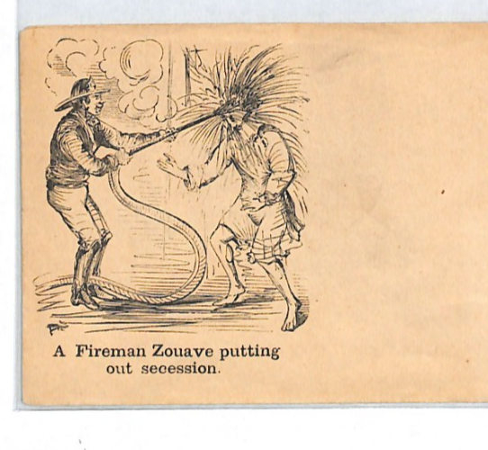 US CIVIL WAR Stationery Illustrated Caricature *FIREMAN ZOUAVE* USA Unused XT218 - Image 3