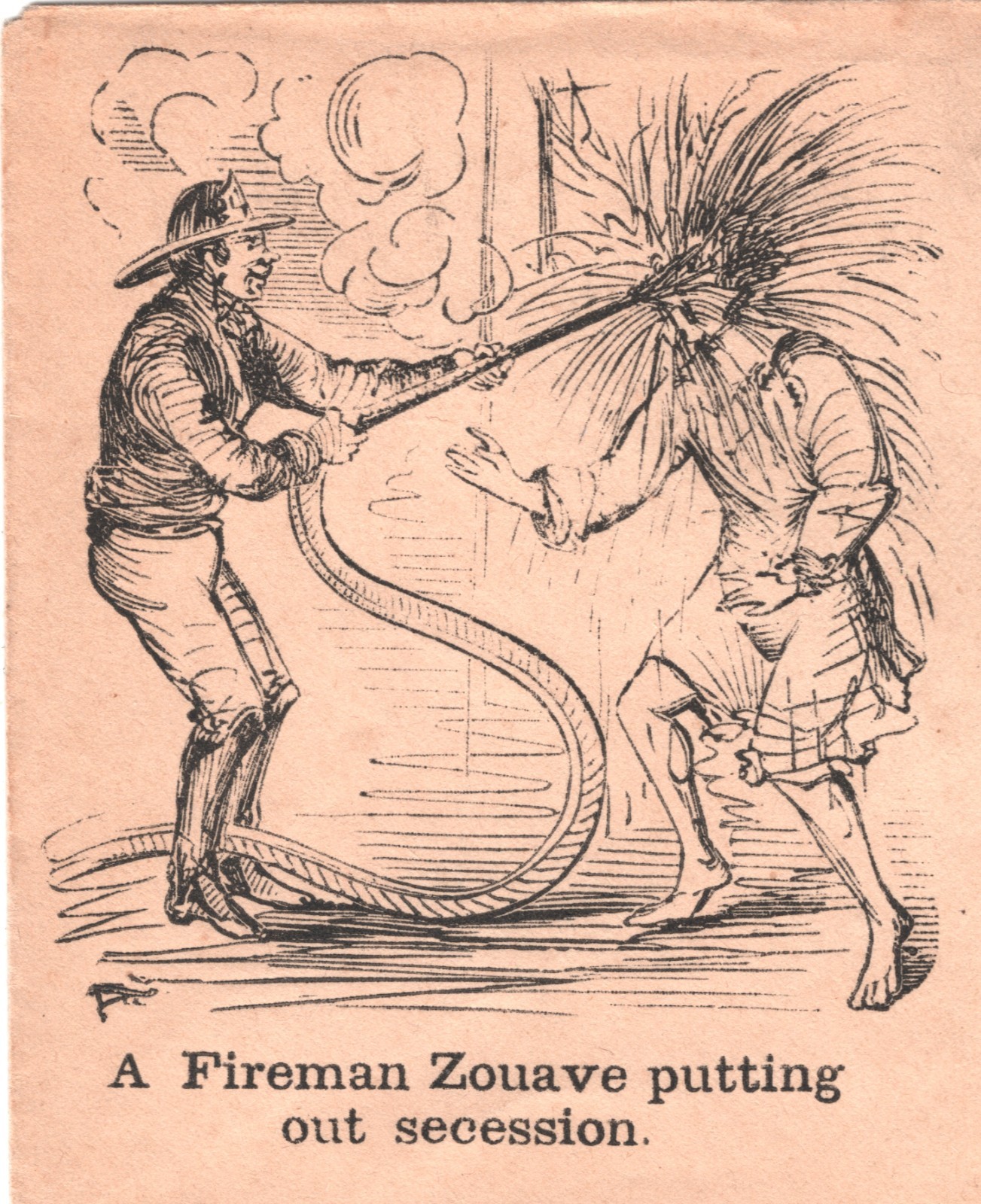 US CIVIL WAR Stationery Illustrated Caricature *FIREMAN ZOUAVE* USA Unused XT218