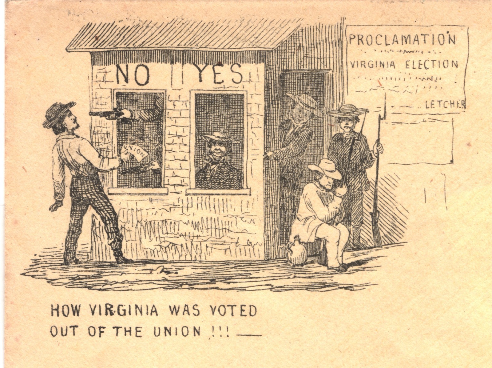 US CIVIL WAR Stationery Illustrated Caricature *VIRGINIA ELECTIONS* Unused XT219