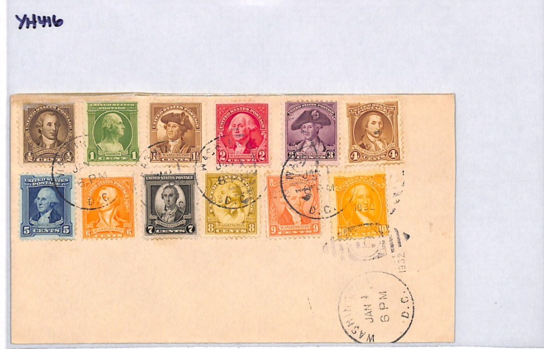 USA 1932 FDC *WASHINGTON BICENTENNIAL* Set{12} DC Duplex First Day Cover YH416 - Image 11