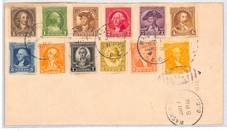 USA 1932 FDC *WASHINGTON BICENTENNIAL* Set{12} DC Duplex First Day Cover YH416 - Image 3