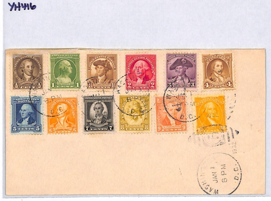 USA 1932 FDC *WASHINGTON BICENTENNIAL* Set{12} DC Duplex First Day Cover YH416 - Image 9