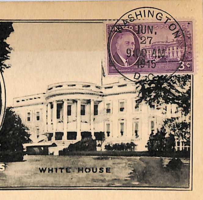 USA 1945 FDC *ROOSEVELT FDR* WW2 3c White House MAXI-CARD First Day Cover WE416 - Image 5