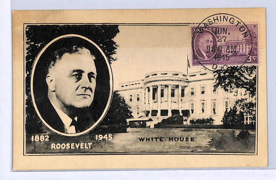 USA 1945 FDC *ROOSEVELT FDR* WW2 3c White House MAXI-CARD First Day Cover WE416 - Image 6