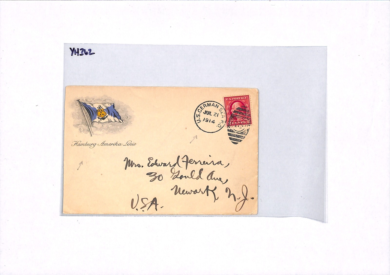 USA ADVERT *Hamburg America Line* Cover 1914 GERMAN SEA PO Duplex MARITIME YH362 - Image 12