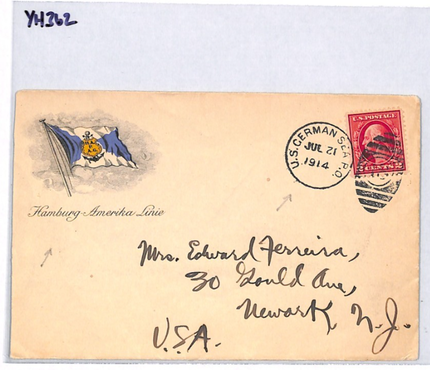 USA ADVERT *Hamburg America Line* Cover 1914 GERMAN SEA PO Duplex MARITIME YH362 - Image 8