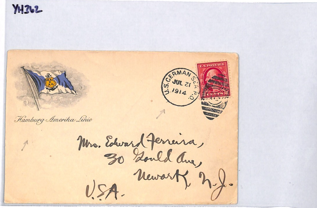 USA ADVERT *Hamburg America Line* Cover 1914 GERMAN SEA PO Duplex MARITIME YH362 - Image 10