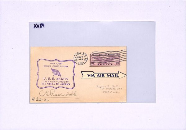 USA AIRSHIP *AKRON* Air 1931 FIRST FLIGHT Peoria ROSENDAHL Signed (Zeppelin)XA89 - Image 4