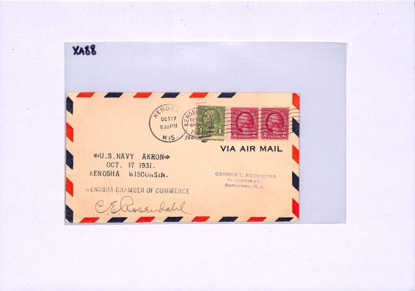 USA AIRSHIP AKRON Air Mail 1931 Cover Kenosha *ROSENDAHL* Signed (Zeppelin)XA88 - Image 8