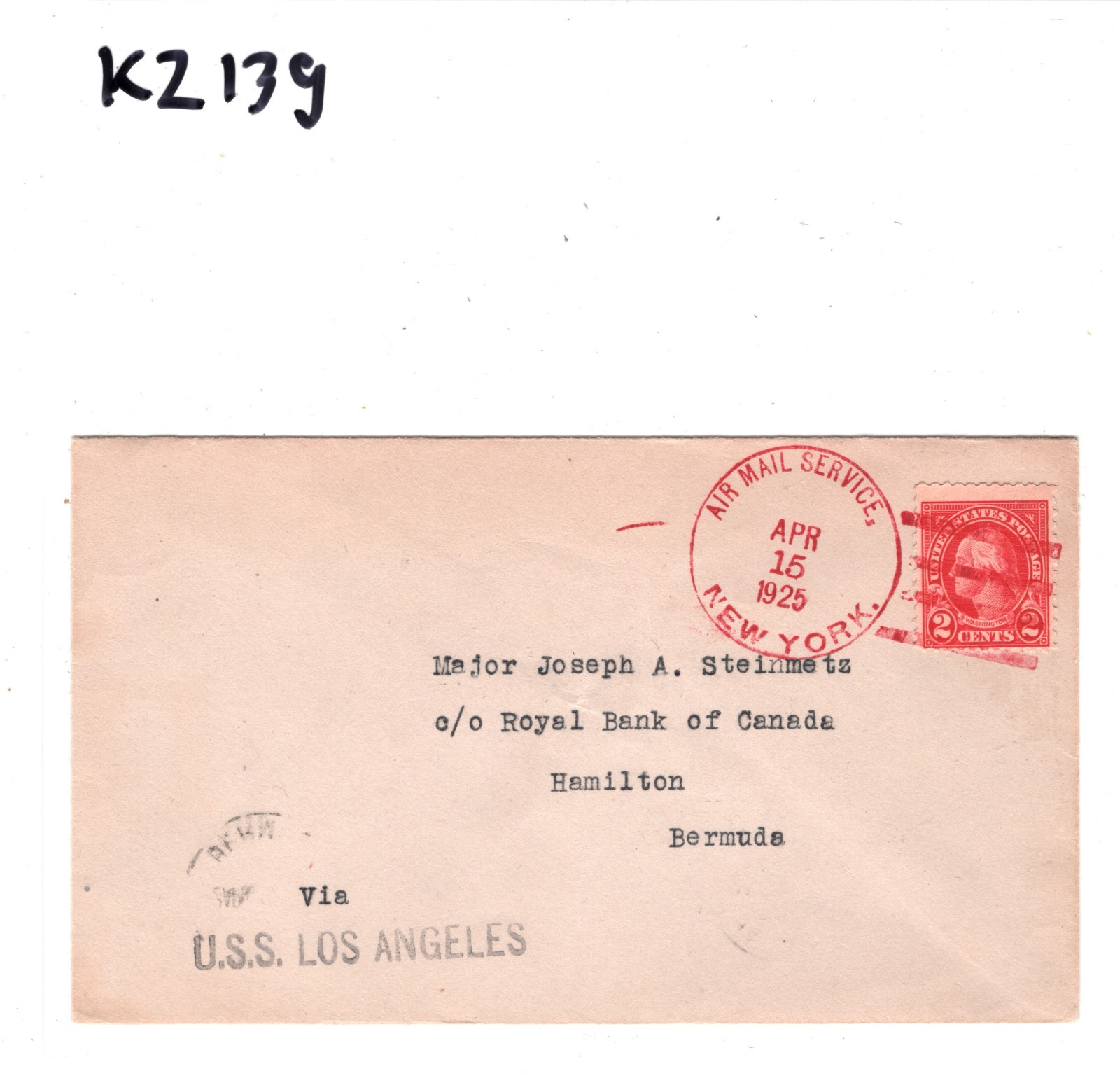 USA AIRSHIP *LOS ANGELES* Cover 1925 Air Mail BERMUDA (Zeppelin LZ.126) KZ139 - Image 8