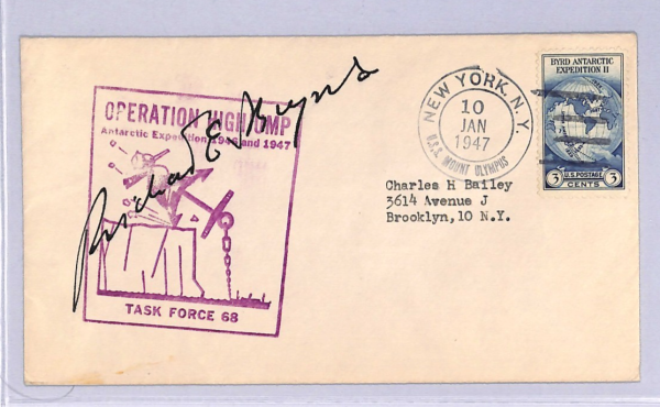 USA ANTARCTIC EXPEDITION Cover *RICHARD E BYRD* SIGNED 1947 USS Mt Olympus WT131 - Image 3