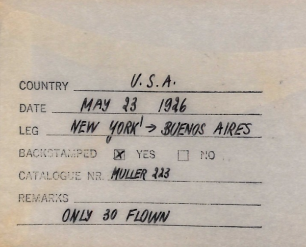 USA-ARGENTINA Air 1926 Cover *DON DUGGAN* FIRST FLIGHT Muller 223 (15,000) WT139 - Image 7