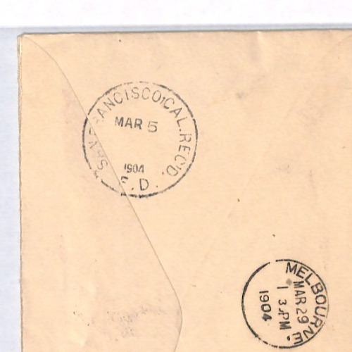 USA AUSTRALIA MAIL Cover *Fresno* California 5c Rate 1904 Melbourne YH433 - Image 8