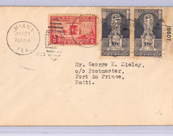 USA Air 1929 Cover 2c Aeronautics PAA FIRST FLIGHT Miami-Haiti MULLER #261 WT135 - Image 3