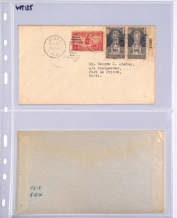 USA Air 1929 Cover 2c Aeronautics PAA FIRST FLIGHT Miami-Haiti MULLER #261 WT135 - Image 9