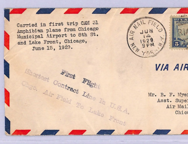 USA Air 1929 Cover *FLYING BOAT* FIRST FLIGHT Chicago Airport-Lake Front WT137 - Image 6