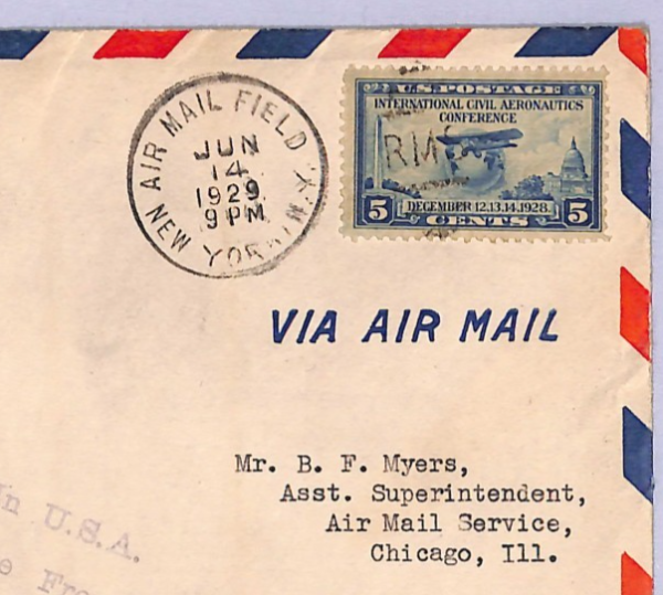 USA Air 1929 Cover *FLYING BOAT* FIRST FLIGHT Chicago Airport-Lake Front WT137