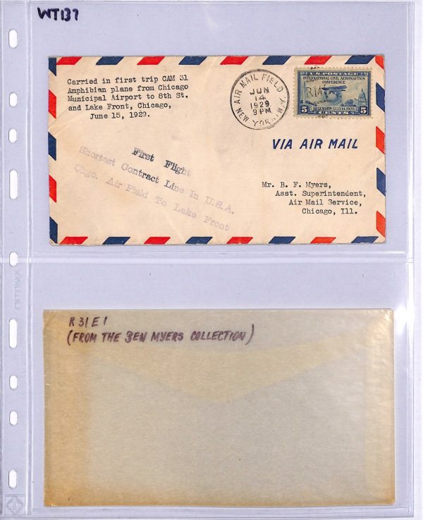 USA Air 1929 Cover *FLYING BOAT* FIRST FLIGHT Chicago Airport-Lake Front WT137 - Image 8