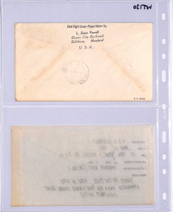 USA Air 1948 Cover FIRST FLIGHT MUNICH NY Field Salisbury MD Signed PILOT WT130 - Image 7