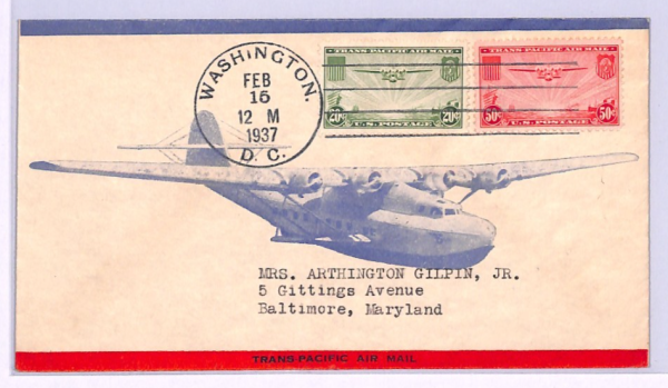 USA Air *CHINA CLIPPER* 1937 FDC Plane ILLUSTRATED First Day Cover #C21 C22 XA30 - Image 3