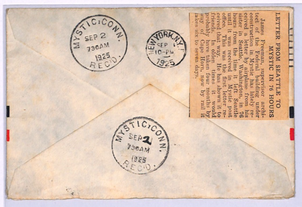 USA Air Mail 1925 Cover Seattle RECORD *MYSTIC* FLIGHT (76 Hours) NEWSPAPER XA32 - Image 6