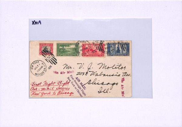 USA Air Mail 1925 *LEXINGTON SET*{3} Cover FIRST NIGHT FLIGHT NYC-Chicago XA19 - Image 9