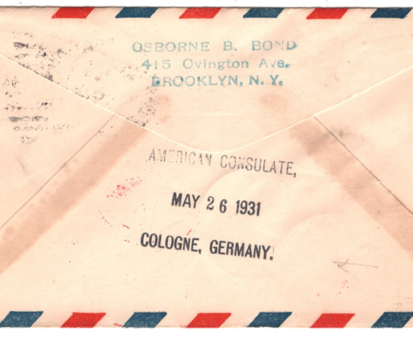 USA Air Mail 1931 Card CATAPULT MAIL *Europa* Germany Cologne US CONSULATE KZ372 - Image 3