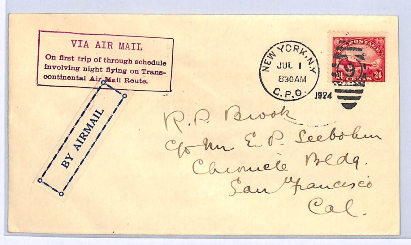 USA Air Mail #C6 24c Cover 1924 FIRST TRANSCONTINENTAL FLIGHT NY San Fran WE392