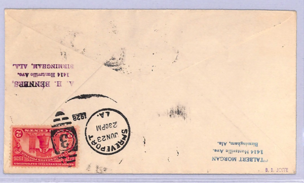 USA Air Mail Cover SURVEY FLIGHT 1928 Pilot Signed Birmingham Shreveport WT120 - Image 3