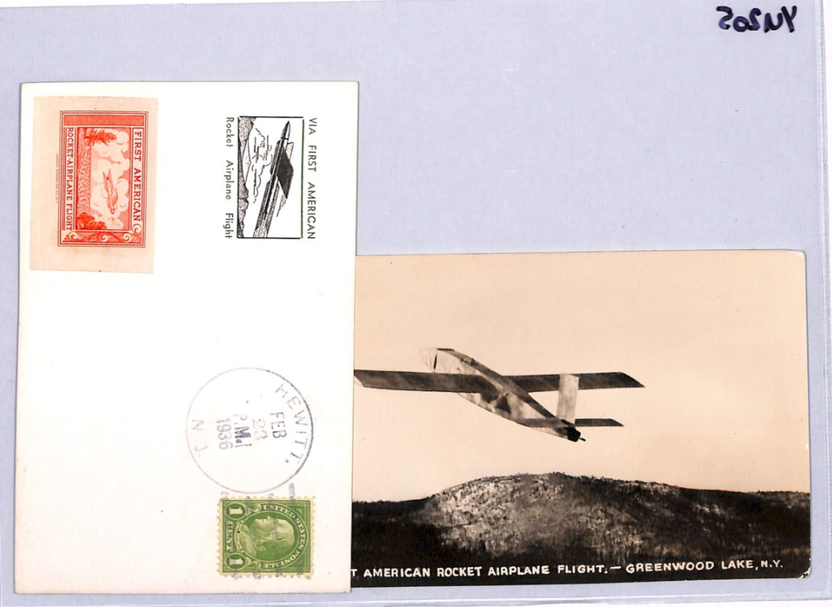 USA Airmail *ROCKET AIRPLANE* Pair Postcards{2} 1936 FIRST FLIGHT Signed YU205 - Image 11