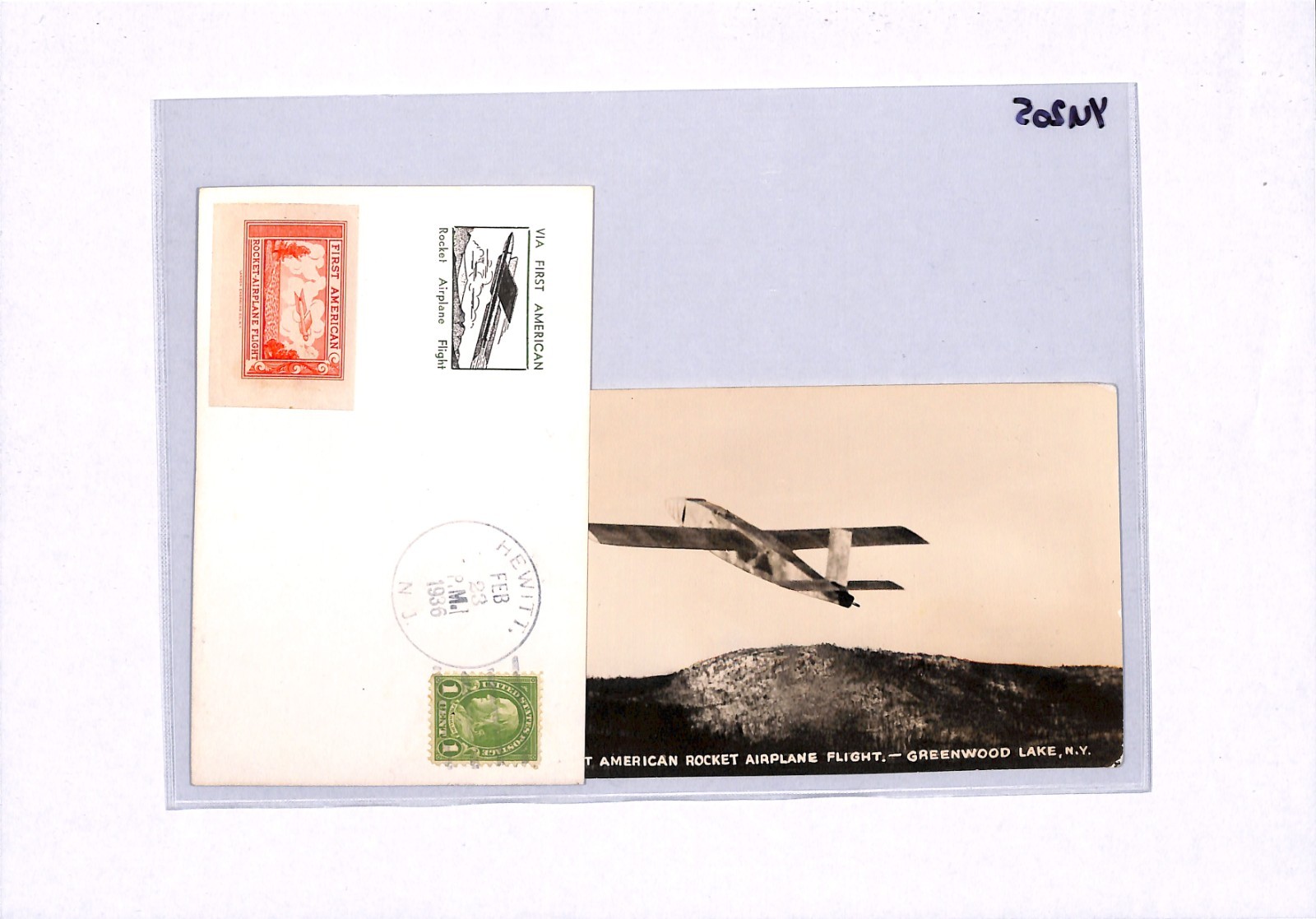 USA Airmail *ROCKET AIRPLANE* Pair Postcards{2} 1936 FIRST FLIGHT Signed YU205 - Image 13