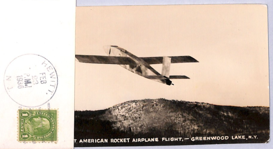 USA Airmail *ROCKET AIRPLANE* Pair Postcards{2} 1936 FIRST FLIGHT Signed YU205 - Image 7