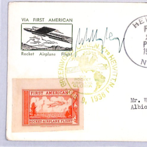 USA Airmail *ROCKET AIRPLANE* Pair Postcards{2} 1936 FIRST FLIGHT Signed YU205 - Image 10