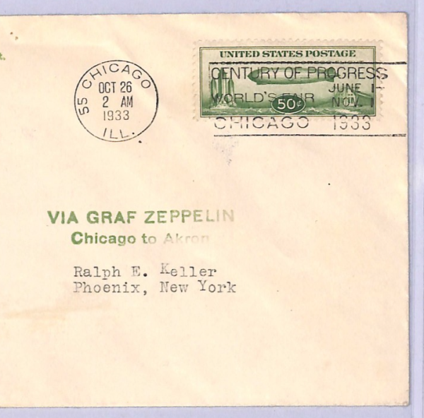 USA #C18 50c Air 1933 FDC Eckener Illustrated CHICAGO EXHIBITION Cover WT107 - Image 3