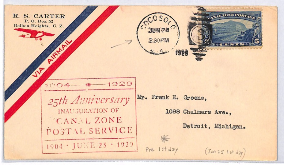 USA CANAL ZONE 1929 FDC 5c Gaillard Cut AIR Cover *PRE-ISSUE DATE* Usage? YH325 - Image 3