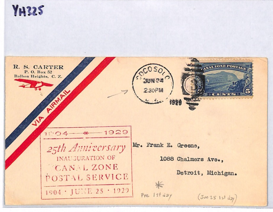 USA CANAL ZONE 1929 FDC 5c Gaillard Cut AIR Cover *PRE-ISSUE DATE* Usage? YH325 - Image 9