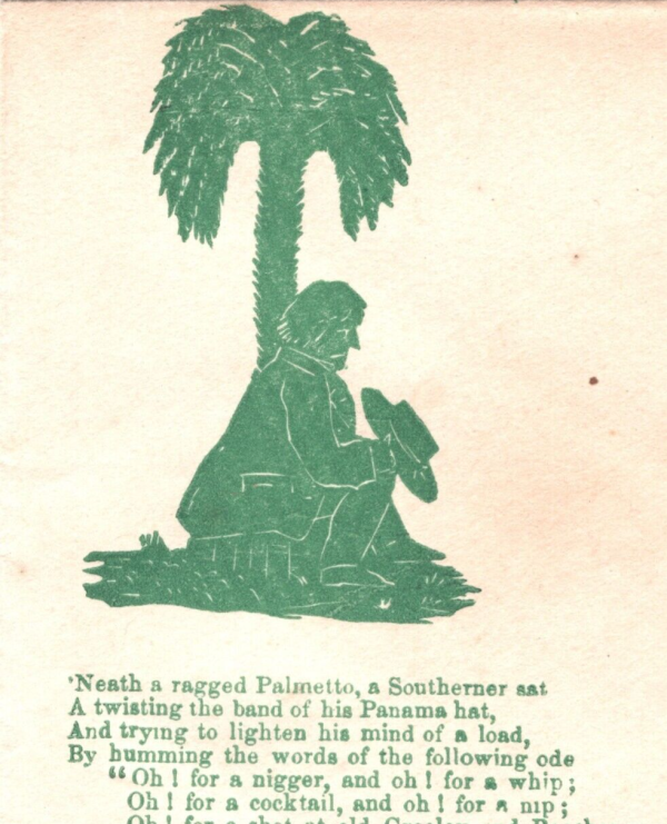 USA CIVIL WAR Cover Vignette *SOUTHENER* PALM TREE Propaganda BUFFALO Print XU41