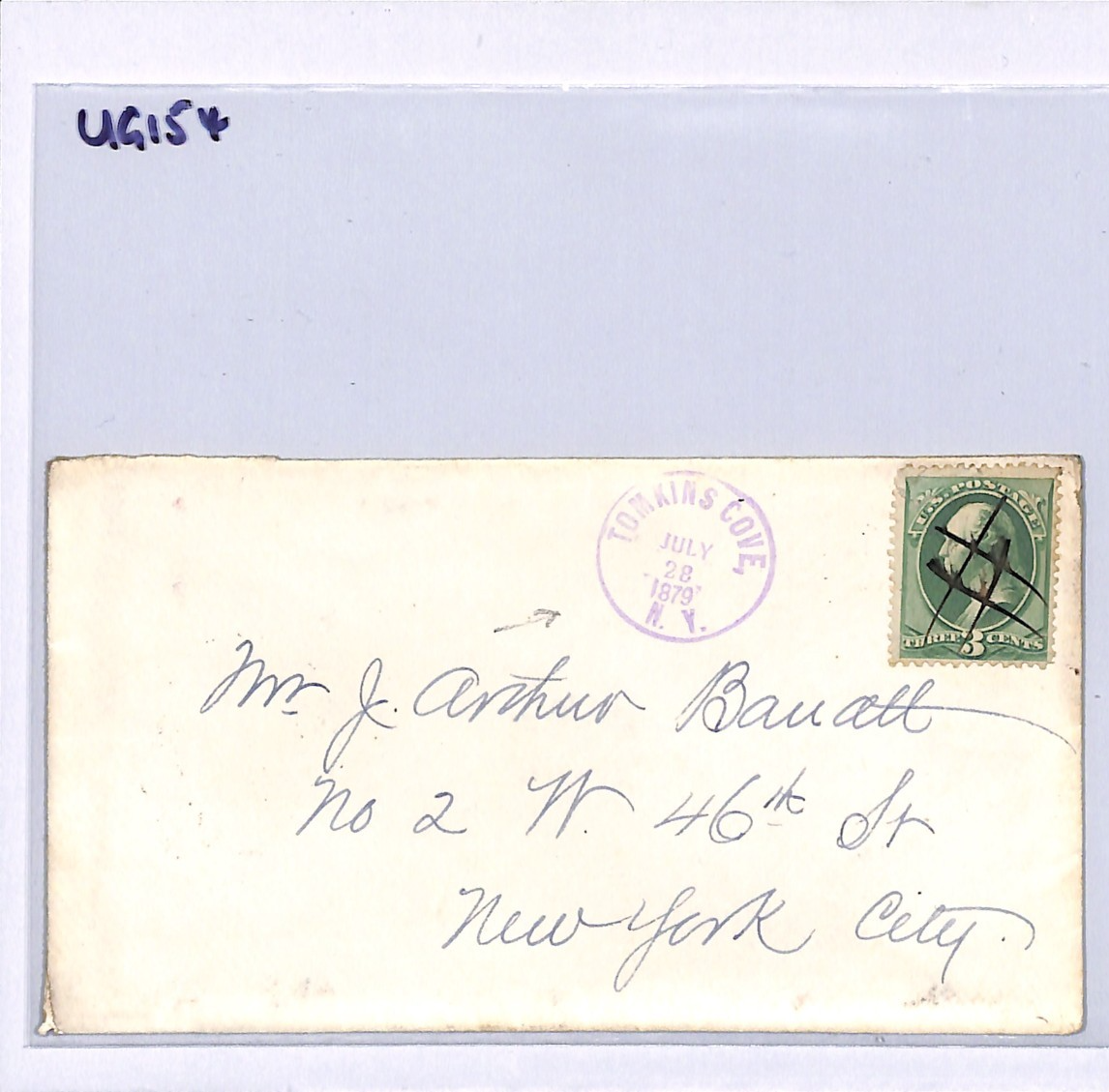 USA CLASSIC Cover 3c 1879 *TOMKINS COVE NY* Violet RUBBER CDS New York UG154 - Image 13