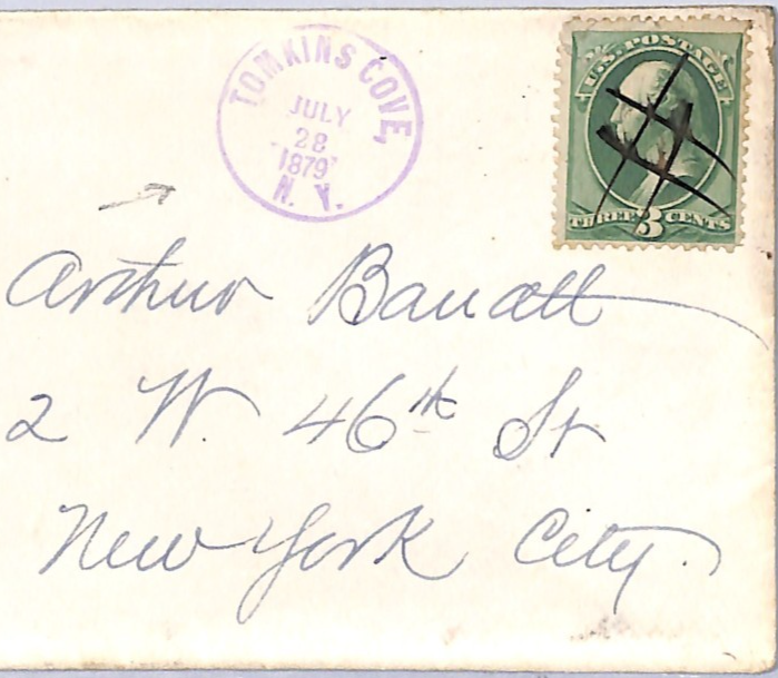 USA CLASSIC Cover 3c 1879 *TOMKINS COVE NY* Violet RUBBER CDS New York UG154 - Image 3
