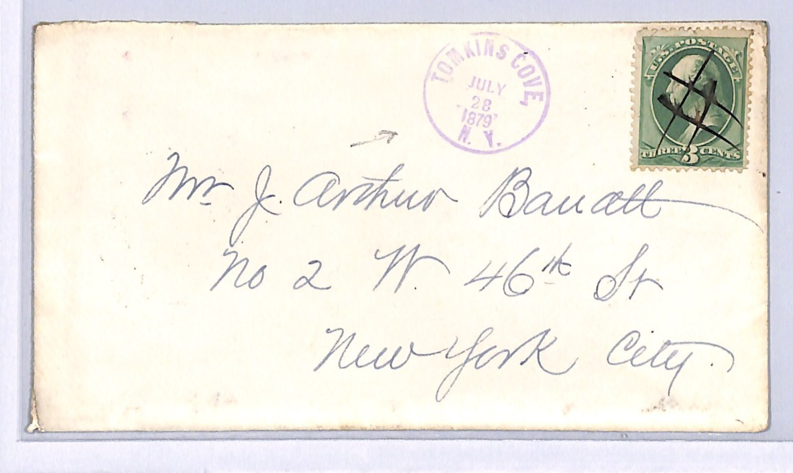 USA CLASSIC Cover 3c 1879 *TOMKINS COVE NY* Violet RUBBER CDS New York UG154 - Image 4