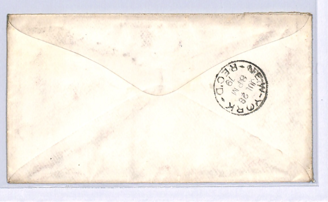 USA CLASSIC Cover 3c 1879 *TOMKINS COVE NY* Violet RUBBER CDS New York UG154 - Image 5
