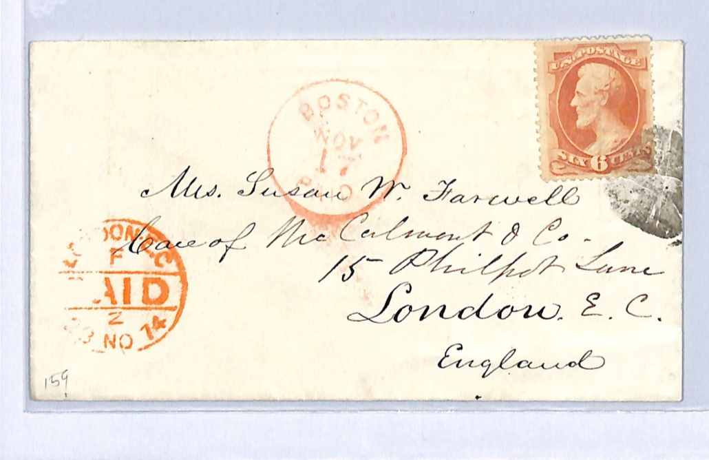 USA Classic Cover 1874 Boston Transatlantic GB London{samwells-covers}WG75 - Image 3